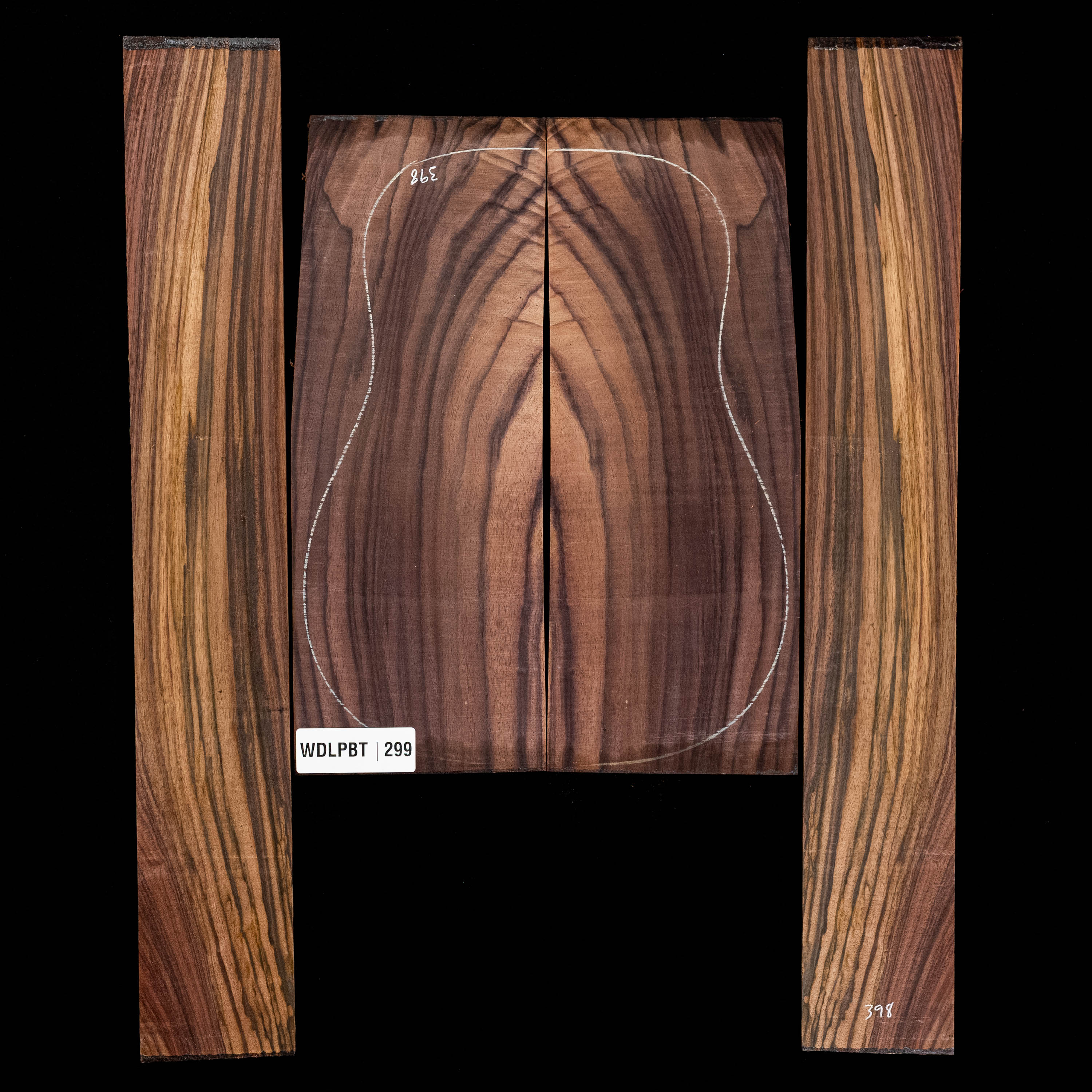 Set mit Boden + Zargen aus Ostindischem Palisander, Wild Grain – 299