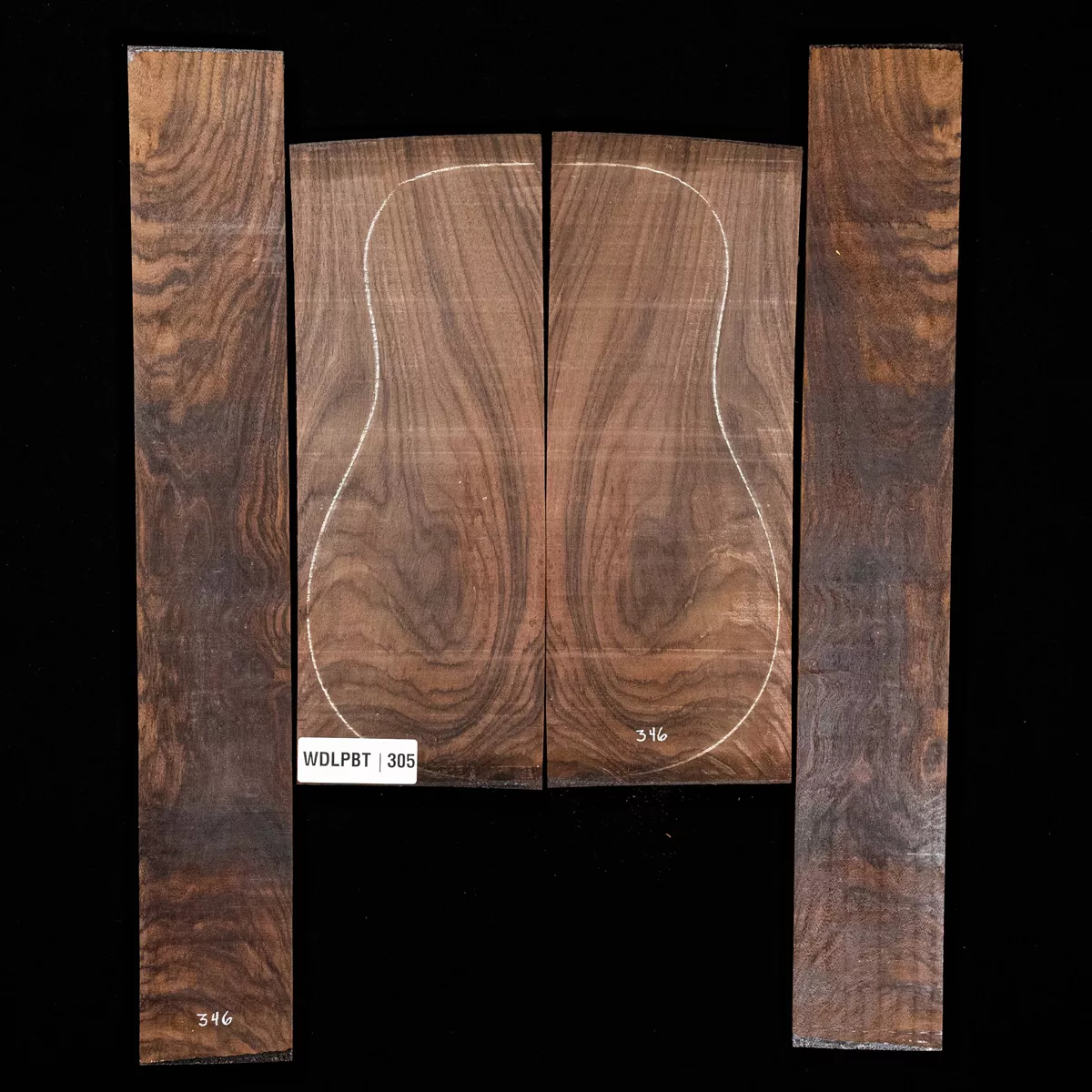 Set mit Boden + Zargen aus Ostindischem Palisander, Wild Grain – 305 Set mit Boden + Zargen aus Ostindischem Palisander, Wild Grain – 305