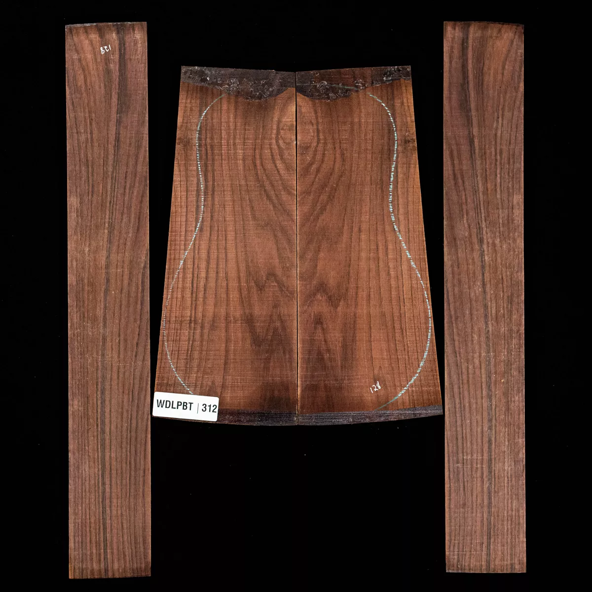 Set mit Boden + Zargen aus Ostindischem Palisander, Wild Grain – 312 Set mit Boden + Zargen aus Ostindischem Palisander, Wild Grain – 312