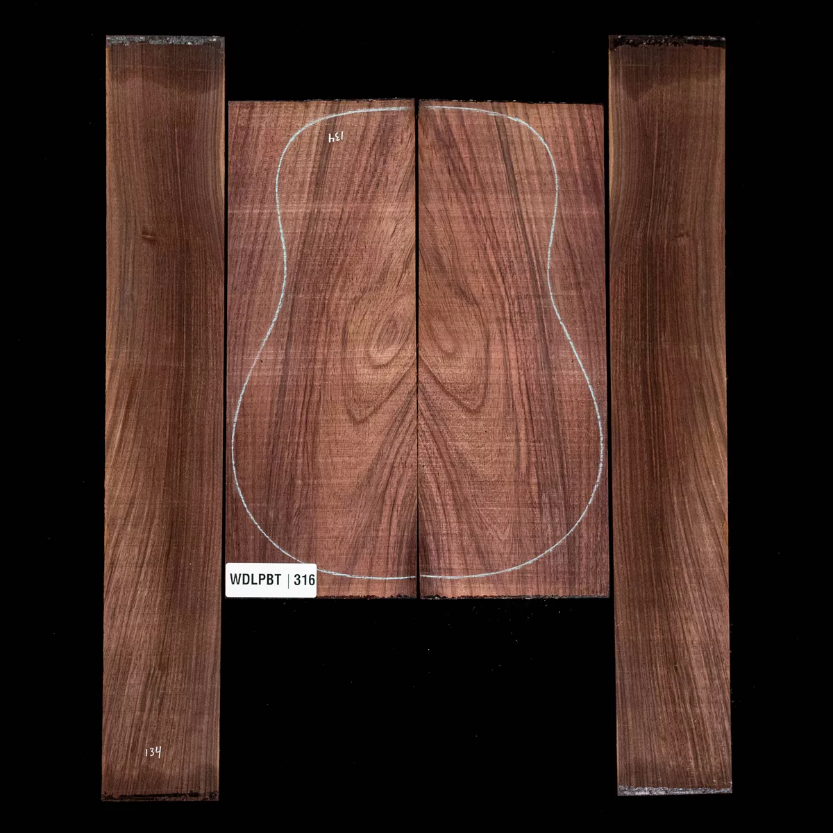 Set mit Boden + Zargen aus Ostindischem Palisander, Wild Grain – 316 Set mit Boden + Zargen aus Ostindischem Palisander, Wild Grain – 316