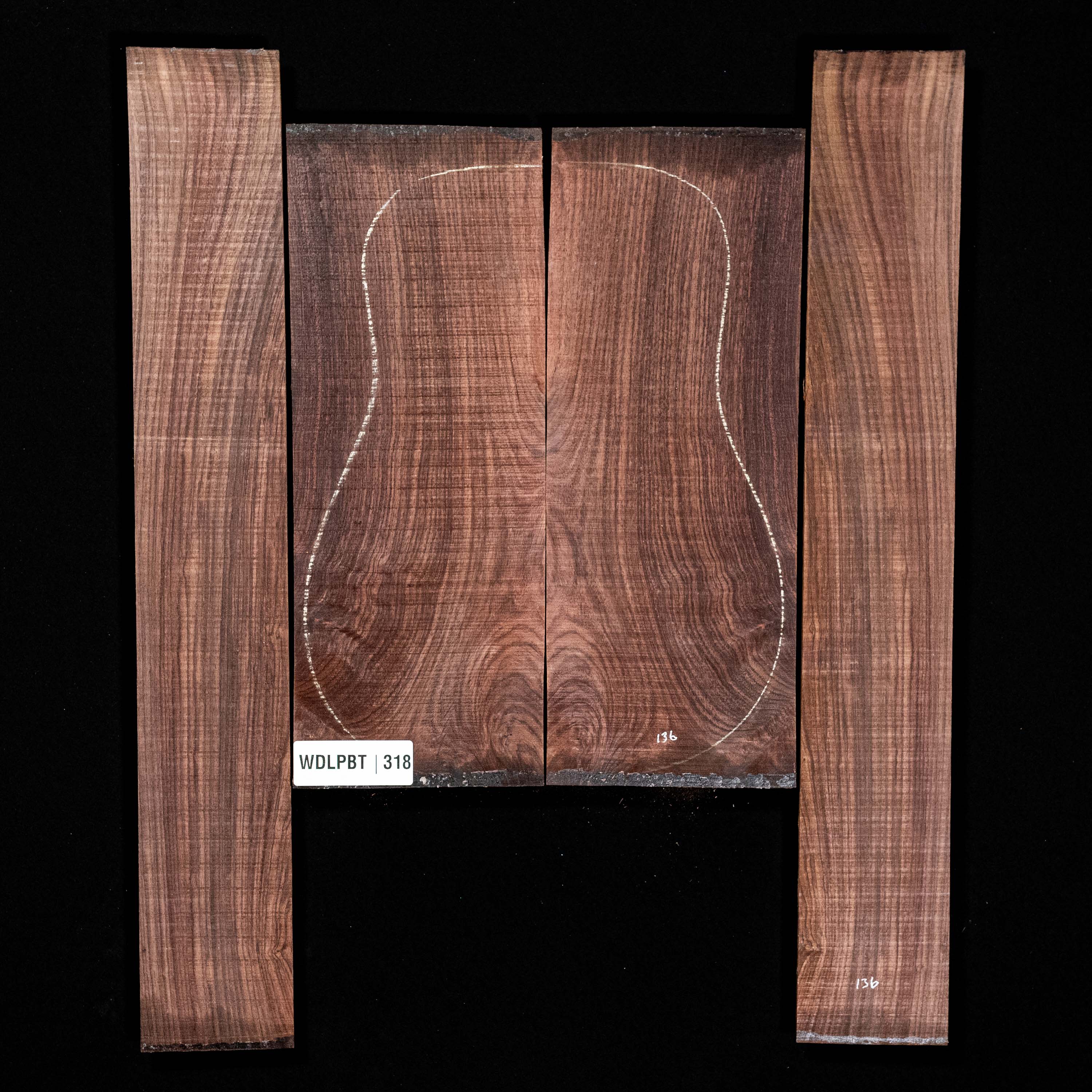 Set mit Boden + Zargen aus Ostindischem Palisander, Wild Grain – 318