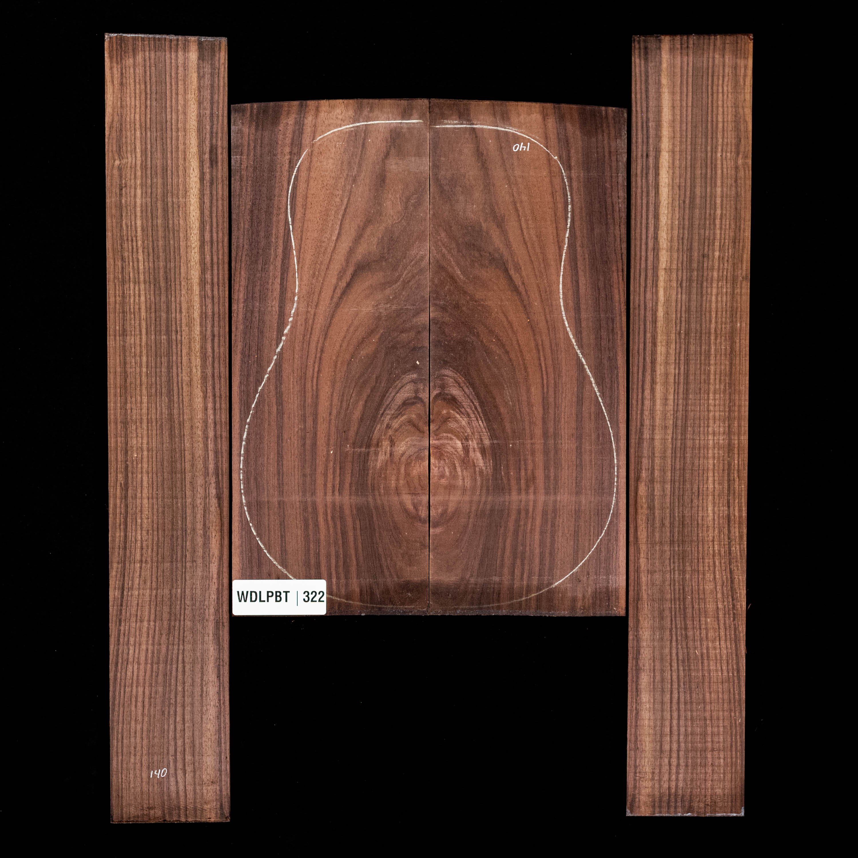 Set mit Boden + Zargen aus Ostindischem Palisander, Wild Grain – 322