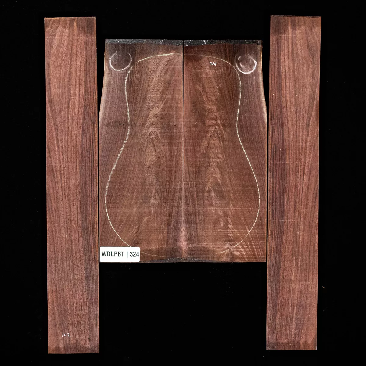 Set mit Boden + Zargen aus Ostindischem Palisander, Wild Grain – 324 Set mit Boden + Zargen aus Ostindischem Palisander, Wild Grain – 324