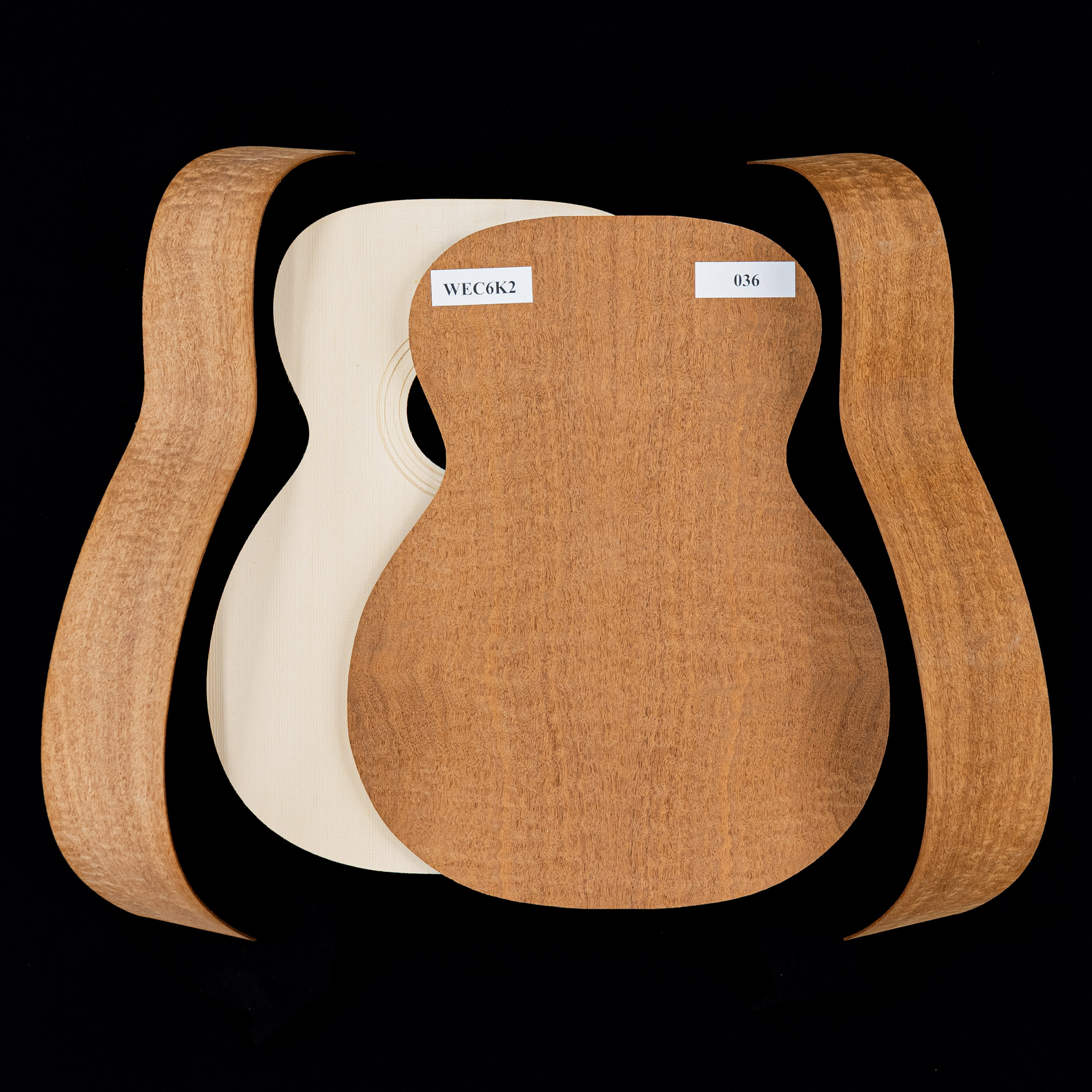 WoodStax Figurbetonter Sapele OM Gitarren-Bausatz, Hals zum Anschrauben Hals – 036 WoodStax Figurbetonter Sapele OM Gitarren-Bausatz, Hals zum Anschrauben Hals – 036