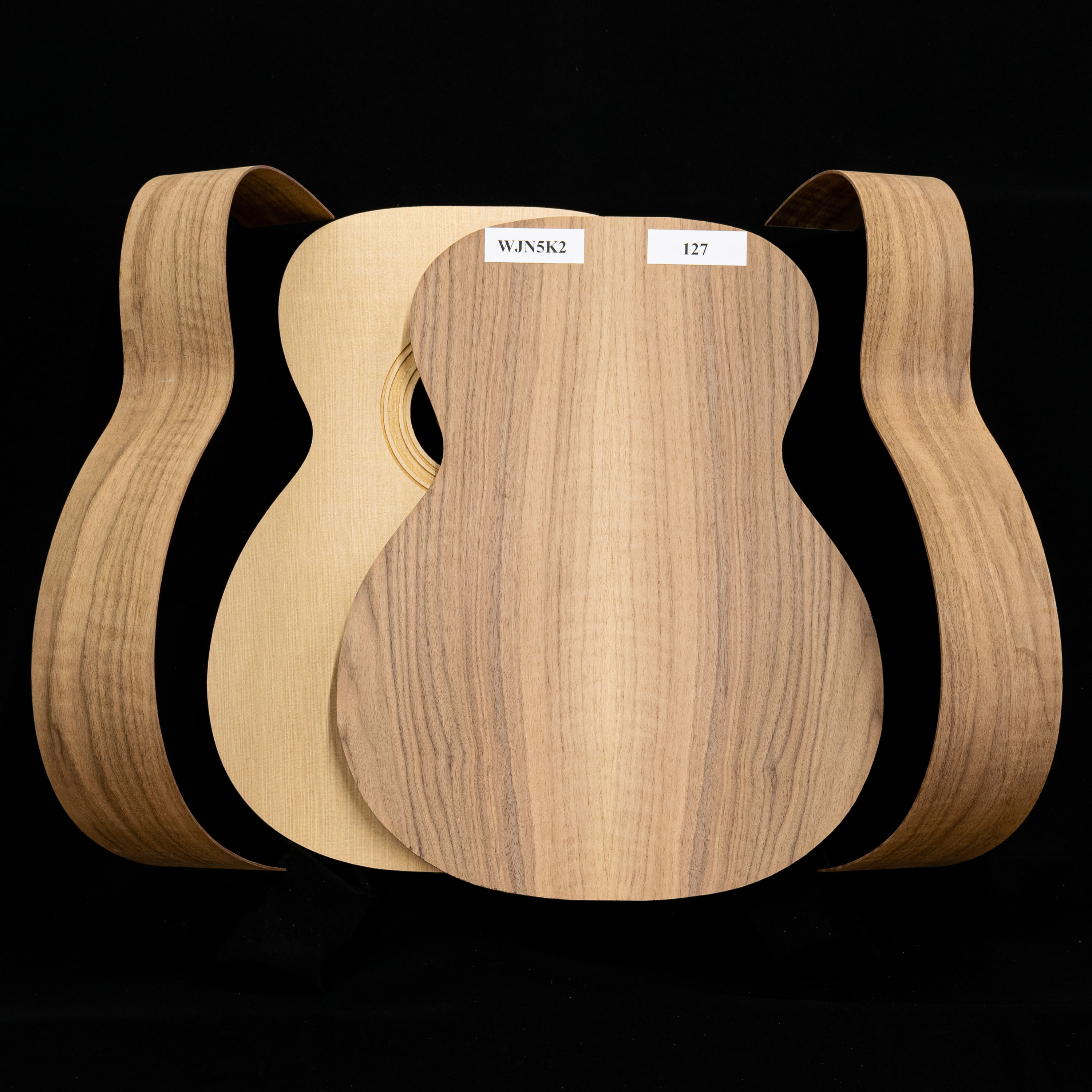 WoodStax Flammen-Walnuss-OM Gitarren-Bausatz, Hals anschraubbar – 127 WoodStax Flammen-Walnuss-OM Gitarren-Bausatz, Hals anschraubbar – 127