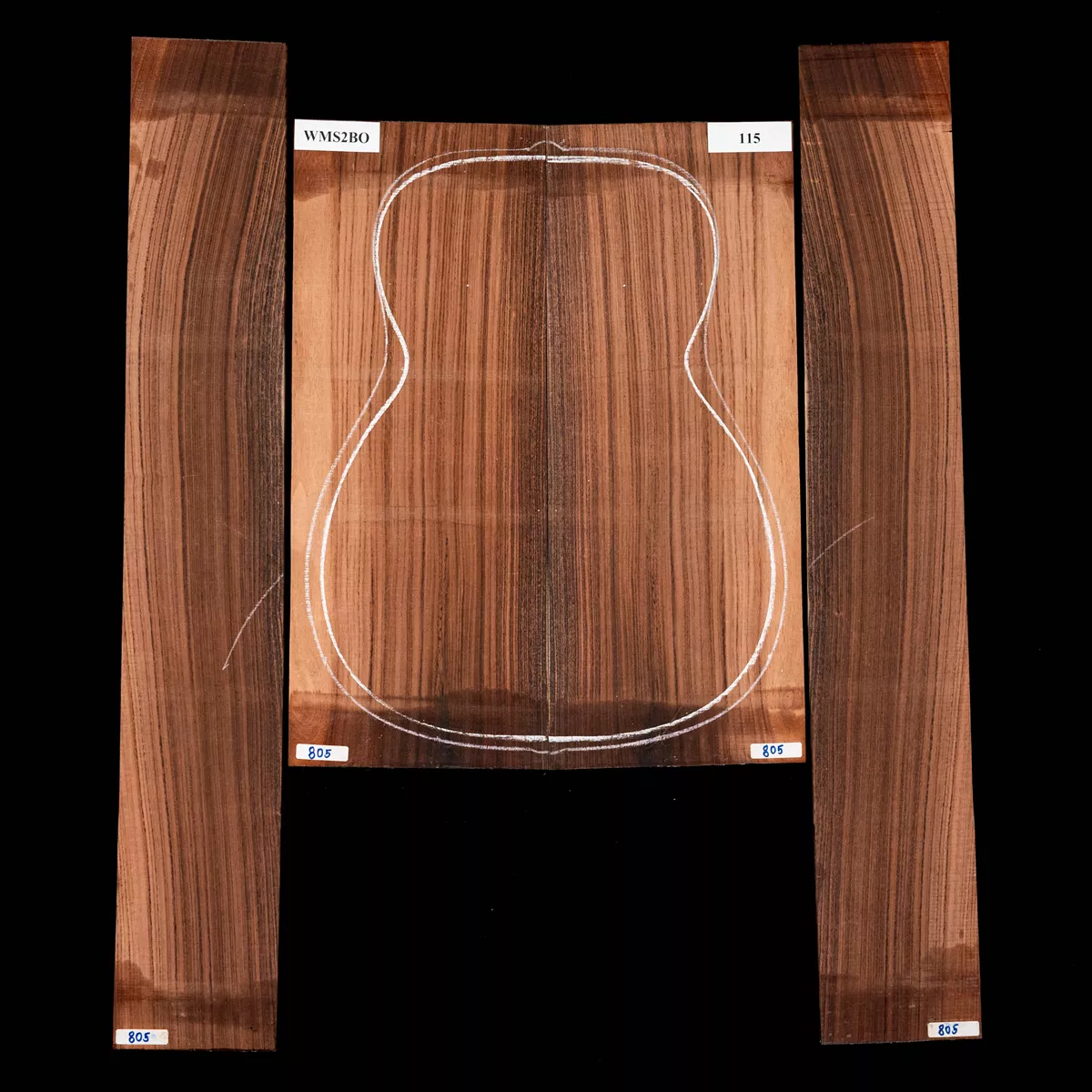 Set mit Boden + Zargen aus Pau Ferro – 115 Set mit Boden + Zargen aus Pau Ferro – 115