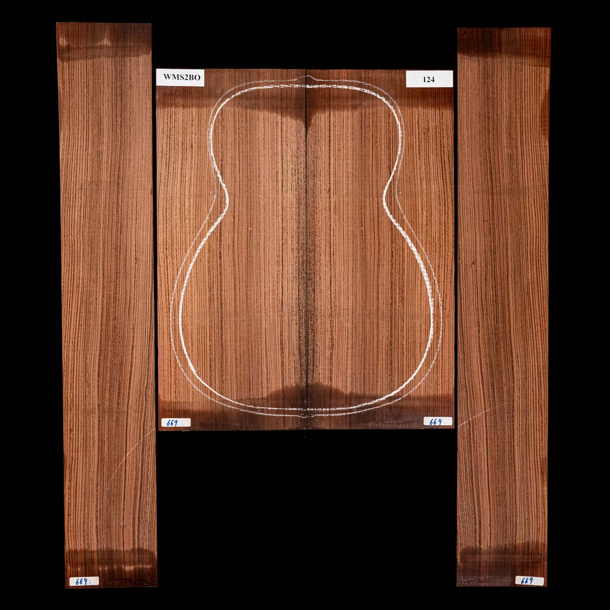 Set mit Boden + Zargen aus Pau Ferro – 124 Set mit Boden + Zargen aus Pau Ferro – 124