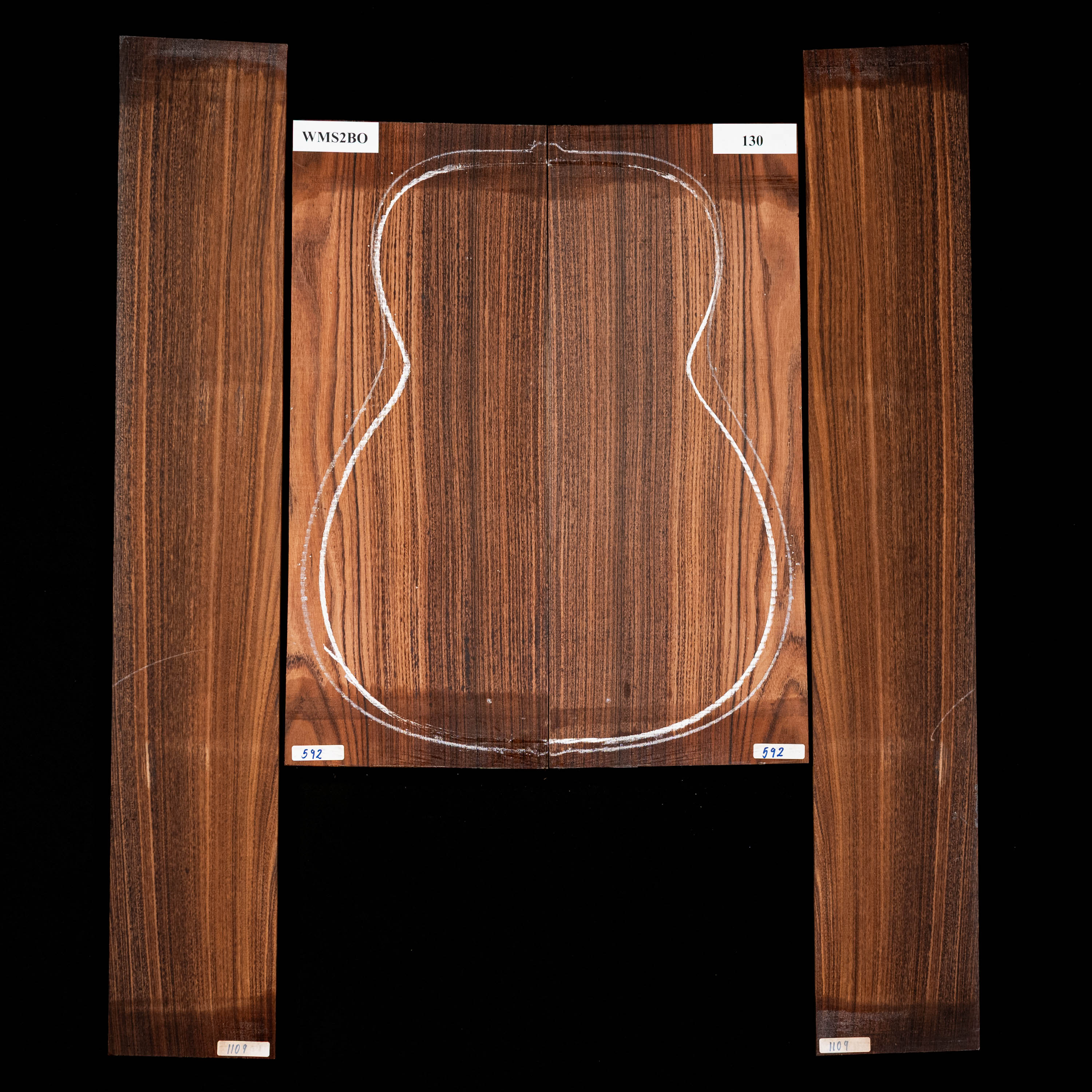 Set mit Boden + Zargen aus Pau Ferro – 130 Set mit Boden + Zargen aus Pau Ferro – 130