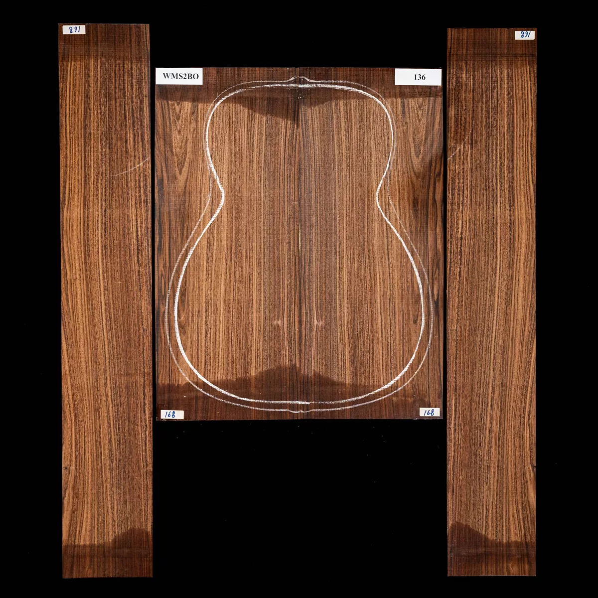 Set mit Boden + Zargen aus Pau Ferro – 136 Set mit Boden + Zargen aus Pau Ferro – 136