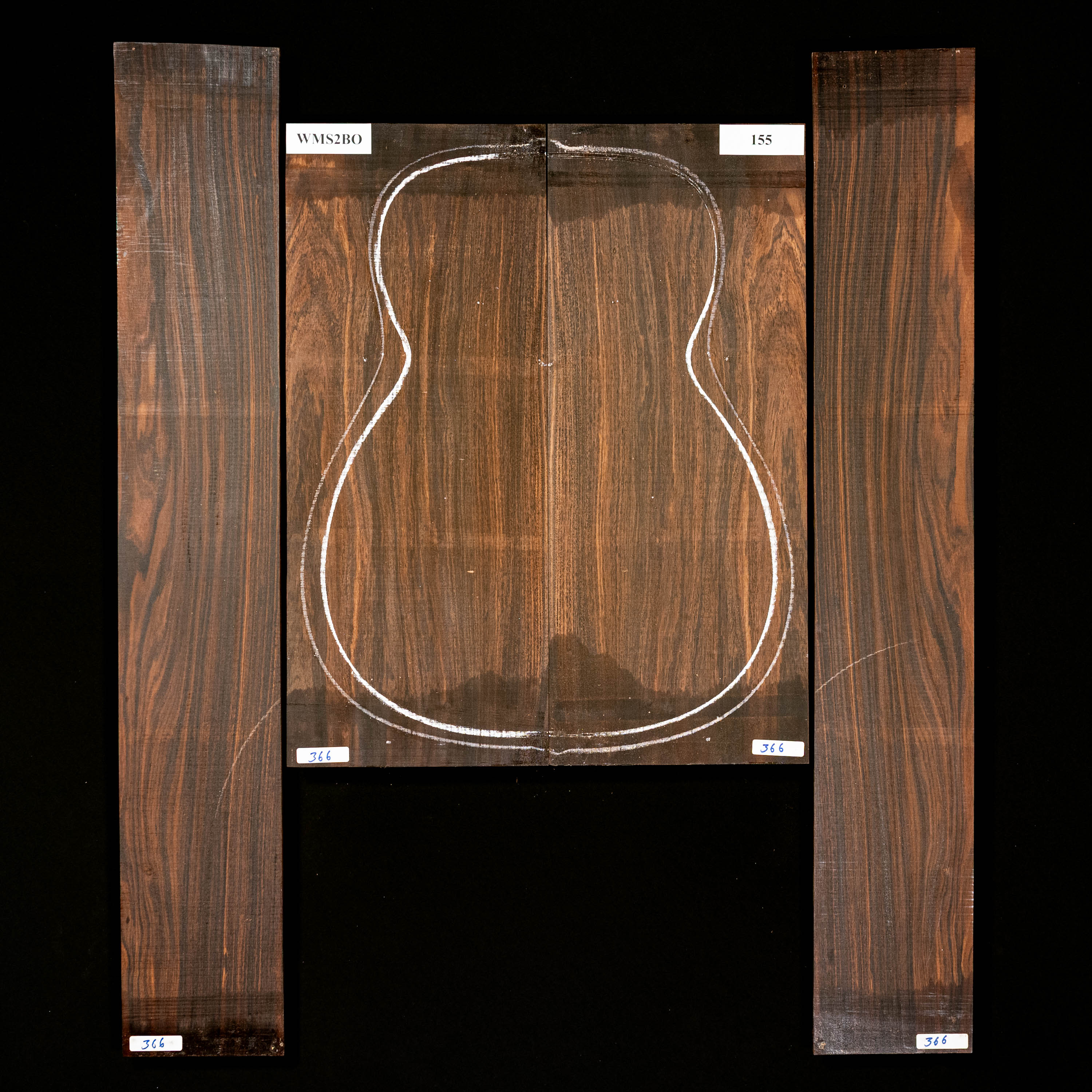 Set mit Boden + Zargen aus Pau Ferro – 155 Set mit Boden + Zargen aus Pau Ferro – 155