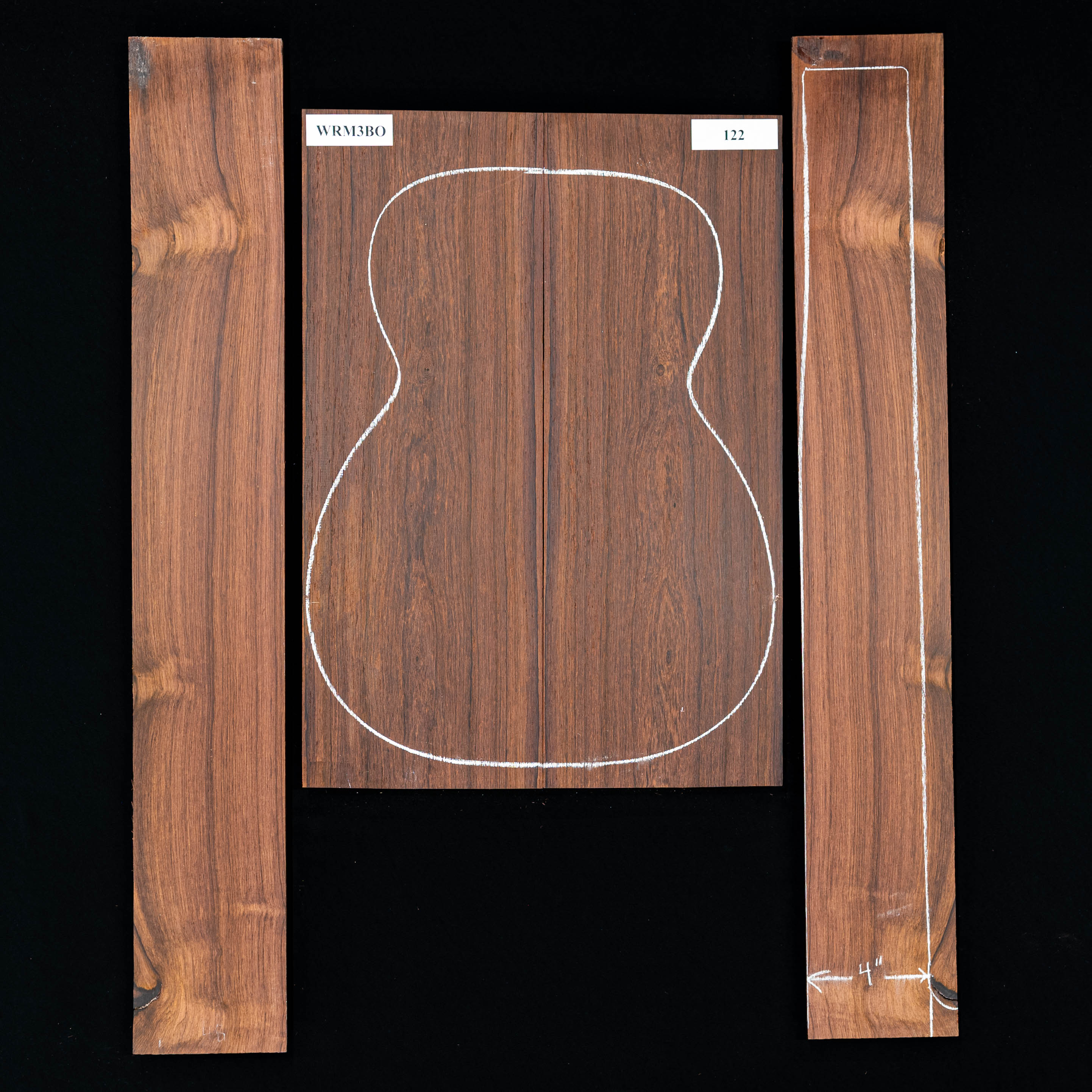 Madagaskar Rosenholz Rücken- und Seitenset – 122 Madagaskar Rosenholz Rücken- und Seitenset – 122