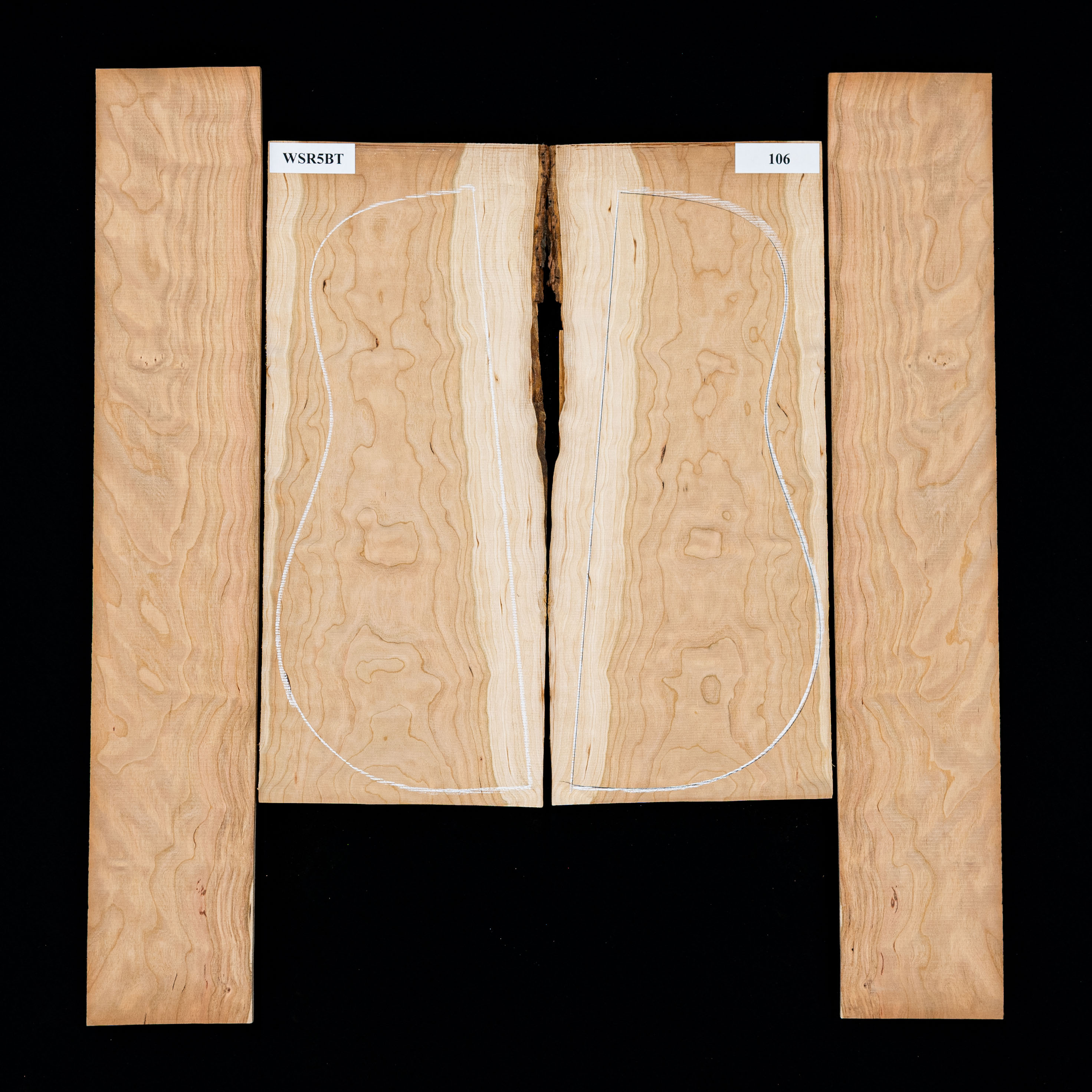 Set mit Boden + Zargen aus Amerikanischem Kirschbaum mit Riegelwuchs – 106 Set mit Boden + Zargen aus Amerikanischem Kirschbaum mit Riegelwuchs – 106