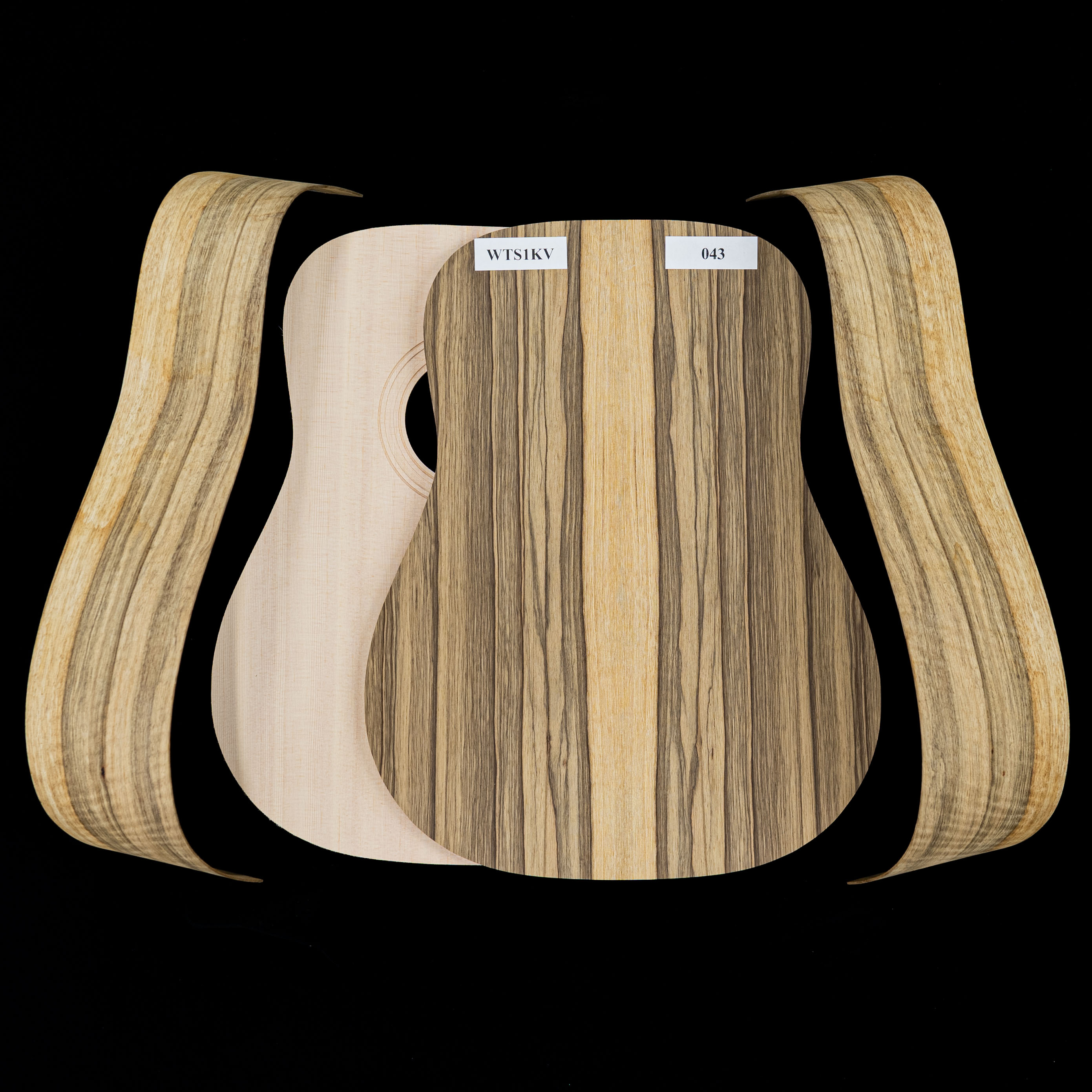 „WoodStax Black Limba Dreadnought“-Bausatz, geschraubter Hals – 043 „WoodStax Black Limba Dreadnought“-Bausatz, geschraubter Hals – 043