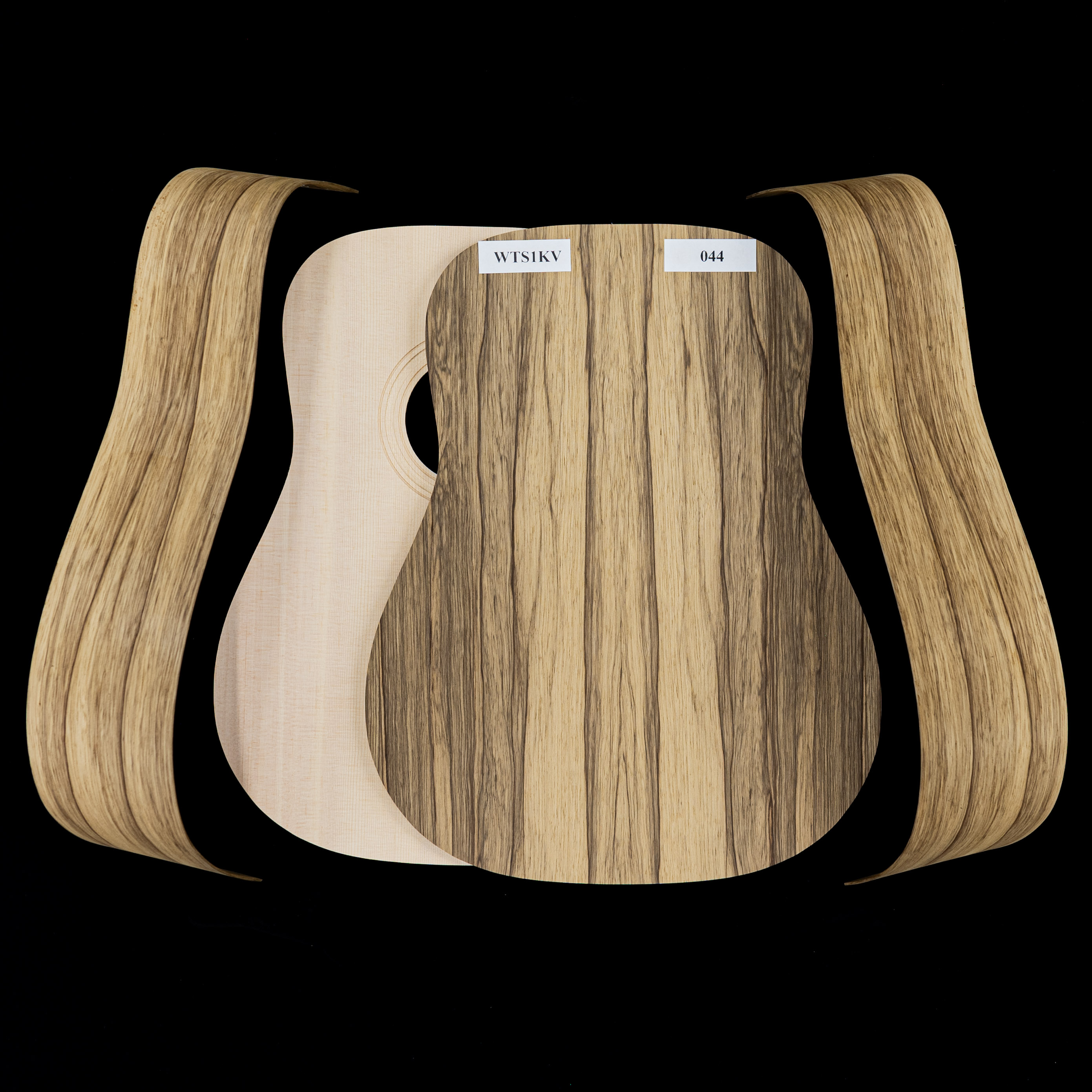 „WoodStax Black Limba Dreadnought“-Bausatz, geschraubter Hals – 044 „WoodStax Black Limba Dreadnought“-Bausatz, geschraubter Hals – 044