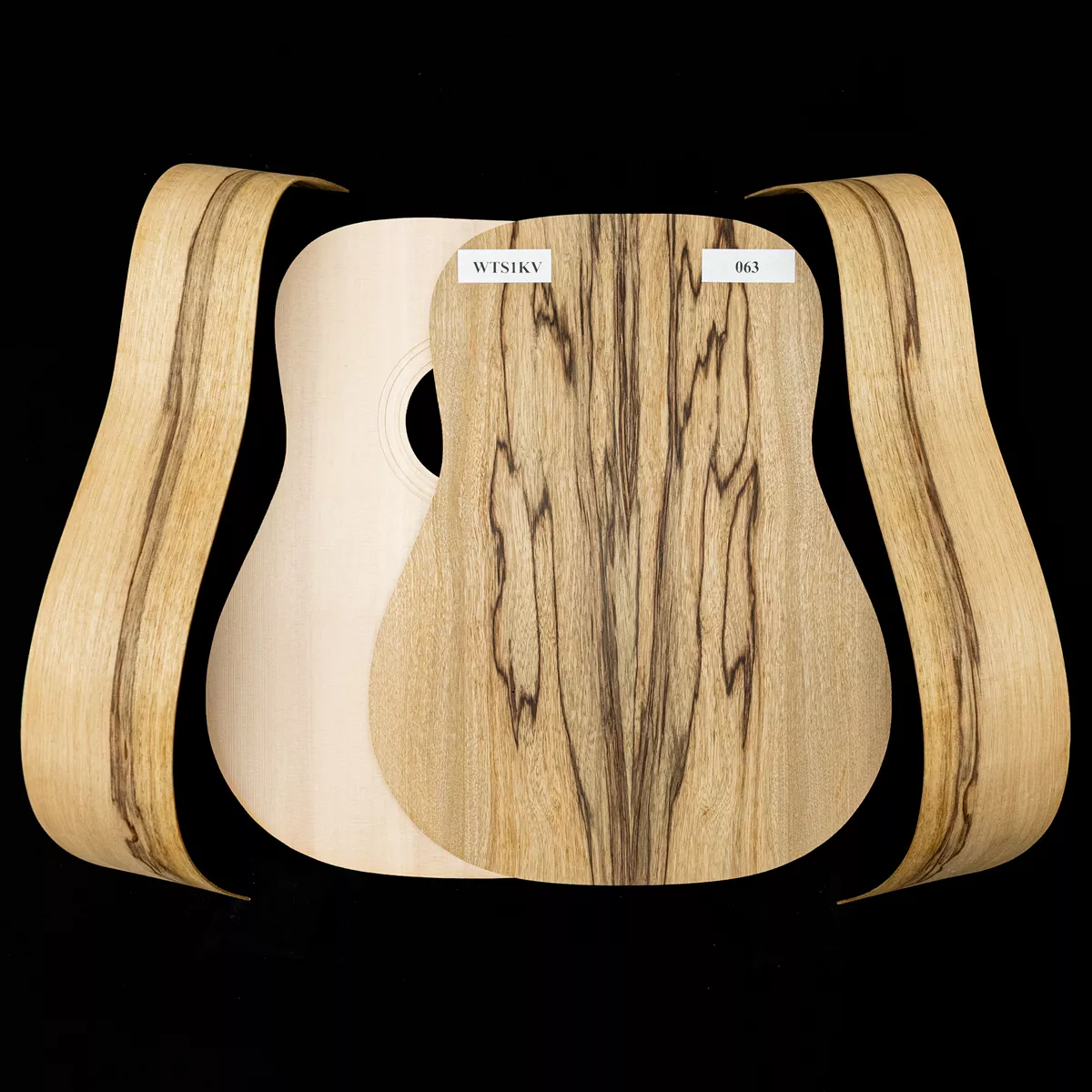 „WoodStax Black Limba Dreadnought“-Bausatz, geschraubter Hals – 063 „WoodStax Black Limba Dreadnought“-Bausatz, geschraubter Hals – 063