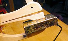 Photo: clamping the humbucker cover