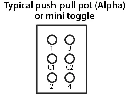 Typischer push-pull-Pot Alpha- oder Mini-Kippschalter