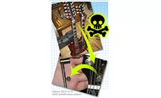 Doppelhals mit Intro-Bild aus gebrochenen Stäben